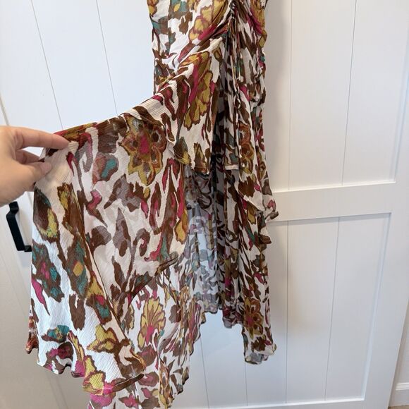 Cleobella Cecilia Ankle Dress Shea M Floral Chiffon Boho Maxi Slit Wedding Guest - Picture 11 of 16